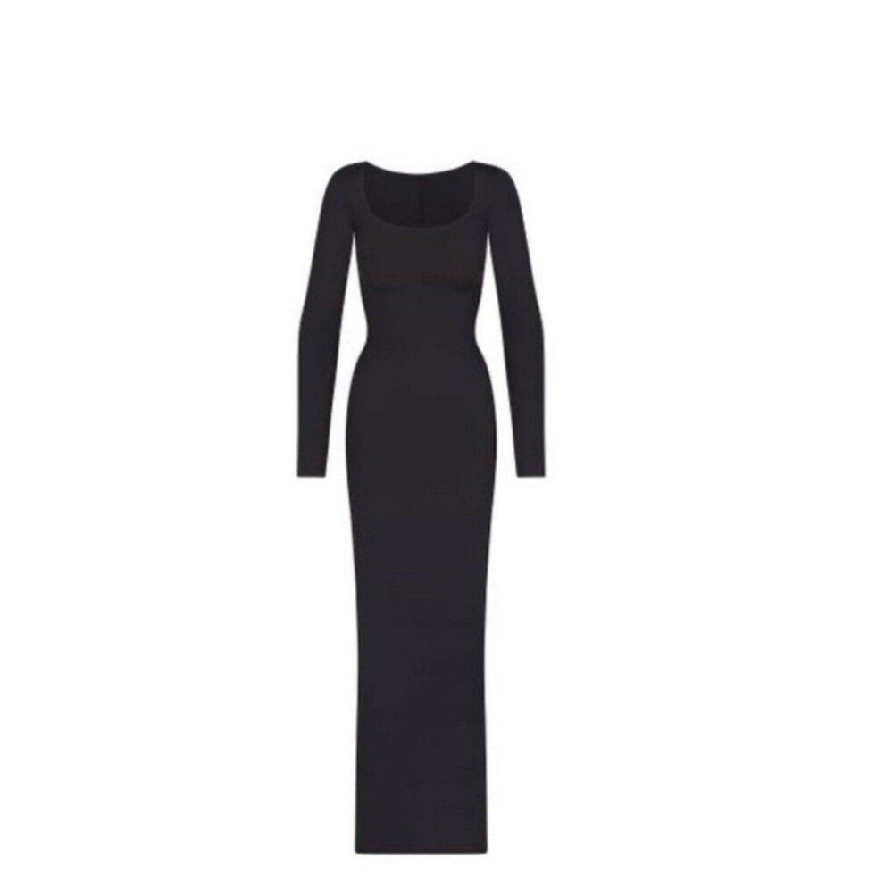 Skims Body long sleeve Slip Dress Onyx